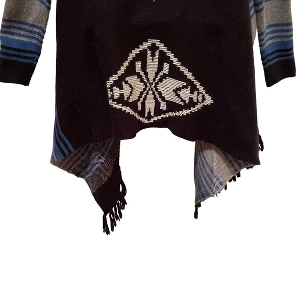 LoveStitch Open Front Cardigan Aztec Design Wool Angora Blend Size Small - Picture 4 of 6